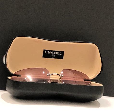 chanel pink rhinestone embellished 'cc' rimless sunglasses|Sunglasses .